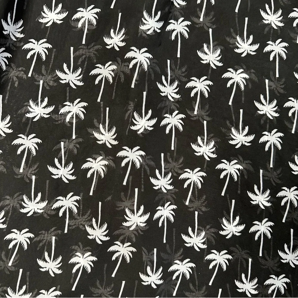 Miken Swim Black Palm Print Cinched Tie Ruffle Surplice Swim Cover Up Dress